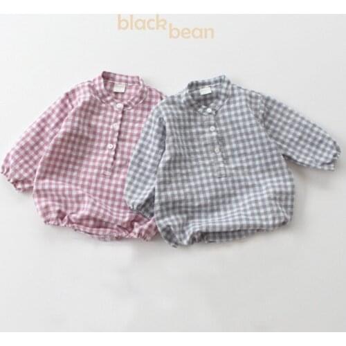 2020 Plaid Baby Romper Girl Newborn Baby Clothes Long Sleeve Baby Girl Boy Romper Infant Baby Jumpsuit Baby Girl Clothes