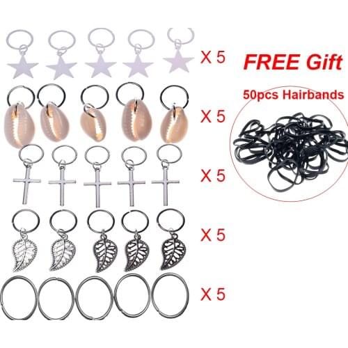 25Pcs Silver Metal Hair Rings African Braid Dreadlocks Bead Shell Hair Cuffs Dread Tube Charm Dreadlock Hair Accessories Extensi