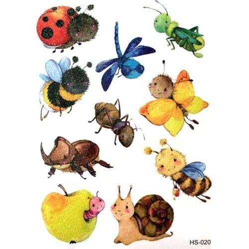 3PCS Cute Bee Waterproof Temporary Tattoos Men Snails Harajuku Flash Gold tattoo Kids ladybug henna tatoo Animal temporary tatto