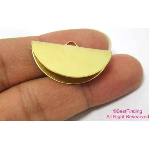 30pcs Brass ribbon crimp ends 30mm Raw brass half round crimp clip with loop R303