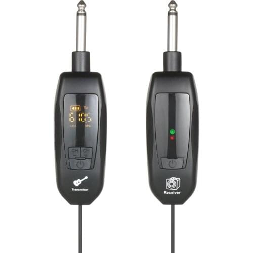 UHF Wireless Transmitter & Receiver 6.35mm Standard Audio Plug Wireless System for Electric Guitar Bass Piano
