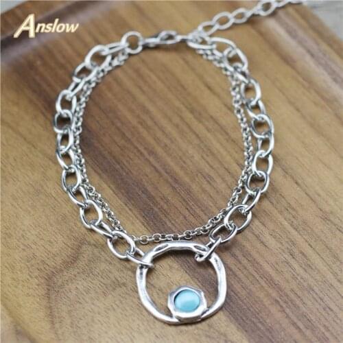 Anslow Fashion Jewelry New 2 Layers Chain Acrylic Candy Beads Bracelet For Lovers' Couple Girls' Students Birthday LOW0805LB