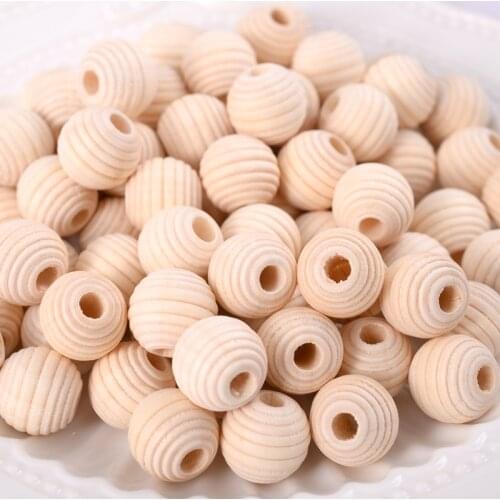 13mm/20mm Wooden Beads Thread Round Eco-Friendly Natural-Color Loose Spacer Wood Beads for Diy Jewelry Making Accessories