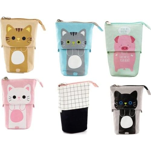 Flexible Big Cat Pencil Case Kawaii High Capacity Pencil Bag Pencilcase Stationery School Cute Gift Supplies Pencil School Z6K9