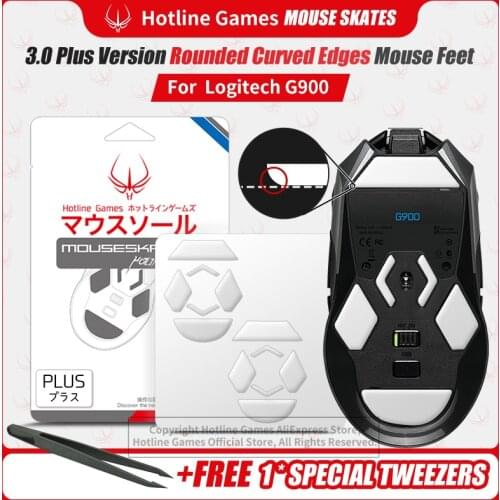 Hotline Games 3.0Plus Rounded Curved Edges Mouse Feet Skates for Logitech G900 Gaming Mouse feet pad Replacement,0.7mm