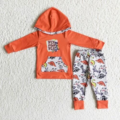 Ready To Ship Kids Long Sleeve Clothing Set Baby Boy And Girls Cartoon Hoodie Outfit With Pocket