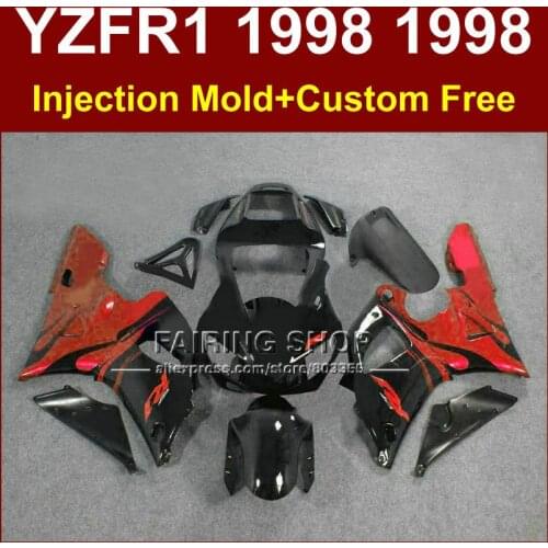 ABS plastic fairings kit for YAMAHA YZF R1 YZF1000 98 99 motorcycle Red black fairing parts R1 1998 1999 YZF R1 5T5