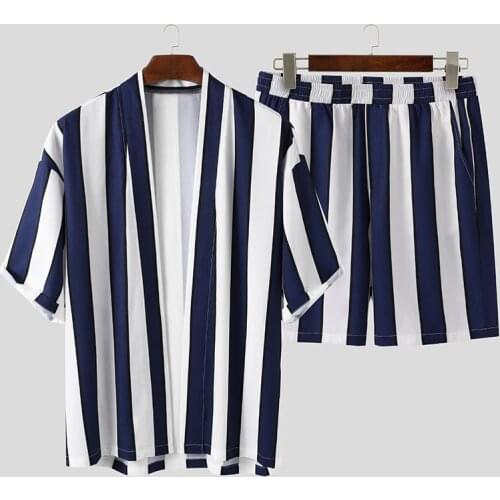 Mens Summer Outfits 2 Piece Set Fashion Clothing 2021 New Men Tracksuit Jogging Suit Casual Round V-neck Japanese style Suit