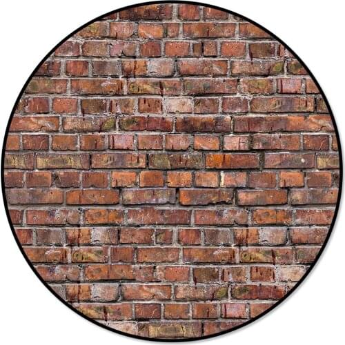 Crack In Stone Brick Wall Retro Red Stone Wallpaper Rugs and Carpets for Home Living Room Round Rug for Children Rooms Non-slip