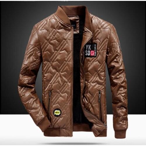 Brand Leather Jacket Men Slim Short Stand Collar Jaqueta Couro Bomber Jacket Faux Leather Fur Coat Suede Motorcycle jacket coat