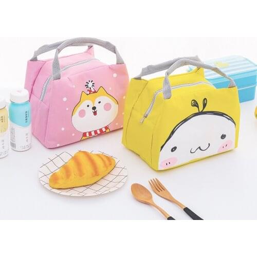 MODYCON Cartoon Cute Lunch Bag For Women Girl Kids Children Thermal Insulated Lunch Box Tote Food Picnic Bag Milk Bottle Pouch