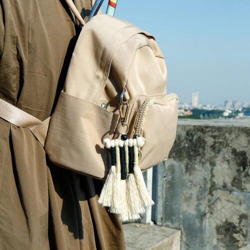 Fashion tassels design Keychain Multi-layer Hand-woven Cotton Line Colorful Key Ring for Gift