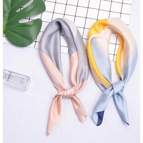 Fashion New Tie Package Small Square Scarf Silk Scarf Floating Ribbon Simulation Silk Colorwork Triangle Literary Female Scarf