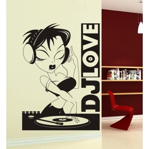 Music Zone Girl DJ Wall Sticker Headset Rock Decor Kids Room Home Decoration Posters Vinyl Music Car Decal