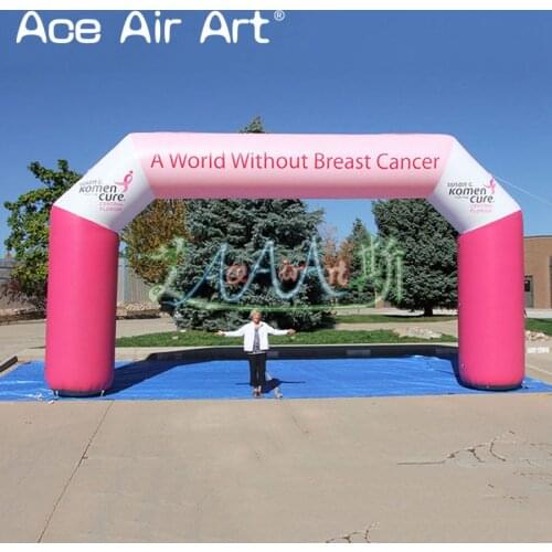 8m W Inflatable race arch,customized inflatable start/finish line for A World Without Breast Cancer