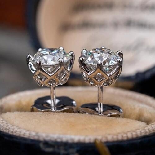 Real 1 Ct moissanite stud earrings For Women 100% 925 Sterling Silver Sparkling Wedding Top Quality Earrings Jewelry