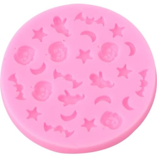 New Moons Stars Ghosts Bats Cooking Tool Moon Star Halloween Pumpkins Cartoons Shaping Silicone Mold Chocolate Candy