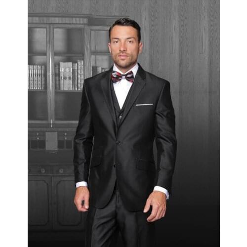 New Arrival Black wedding tuxedos suits for grooms Jacket+Pants+Tie+Vest slim fit Custom Made mens Tuxedos groomsmen suits