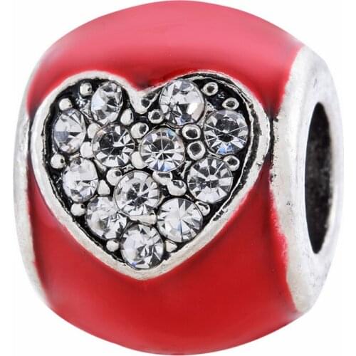 Charm Beads Dropshipping 1PC/5PCS Clear Crystal Heart Design For Womens DIY Bracelets Gift Bead Trendy Charms Lots Kralen