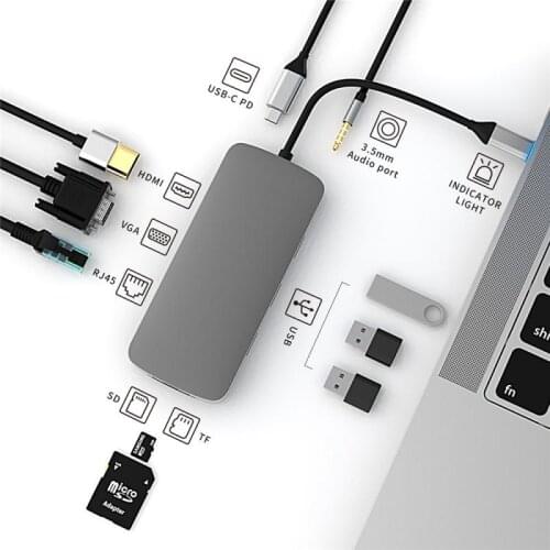 1pc USB HUB C HUB HDM Adapter 10 In 1 USB C To USB 3.0 Dock For MacBook Pro Accessories USB-C Type C 3.1 Splitter USB C HUB