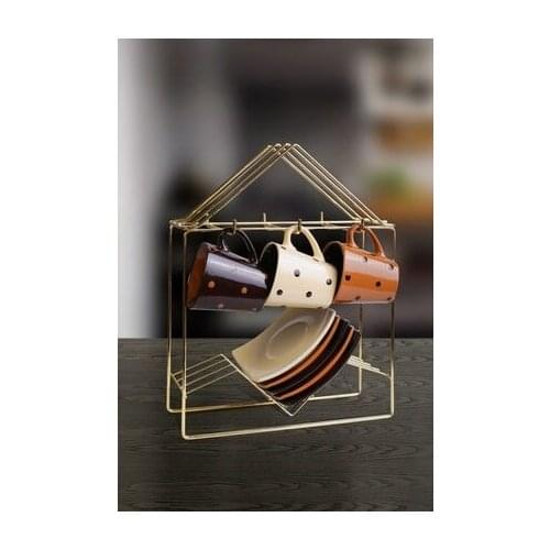 Gold Gold Color & PCs Cup and Saucer Storage Stand