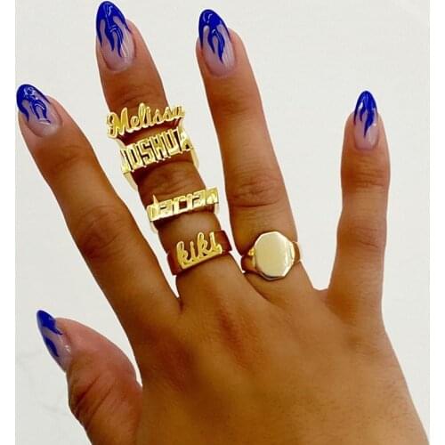 Custom 3D Rings For Women Custom Name Ring Gold Fashion Punk Letter Ring 2021 New Personality Handcrafted Hip Hop Jewelry Gift