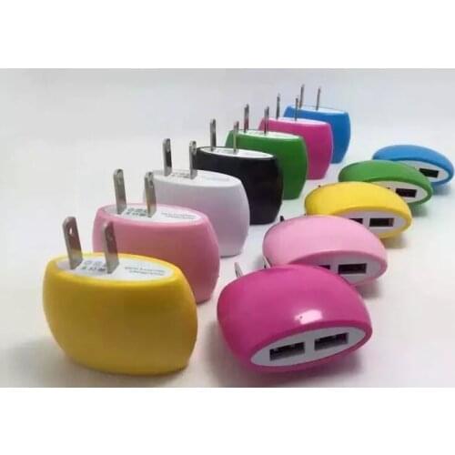 US EU PLUG Dual USB OVAL Pattern Wall charger 220v 2A FOR Smart phone 100pcs/lot