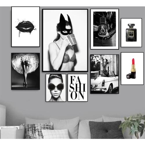 Modern Fashion Black And White Wall Art Poster Printing Decorative Picture Sexy Lady Canvas Painting Aesthetic Prints Room Decor