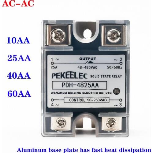 SSR 10AA 25AA 40AA 60AA Black Solid state relay AC Control AC Relais 90-250VAC TO 48-480VAC SSR-10AA 25AA 40AA 60AA