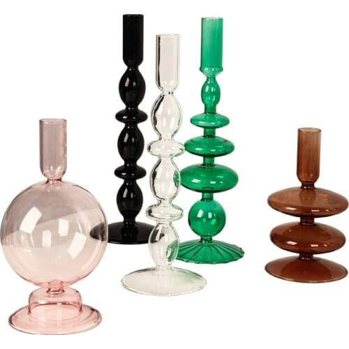 Glass Candle Stick Holders Taper Candles Holder for Candlestick Dinner Candles Party and Wedding Centerpieces Table Decoration