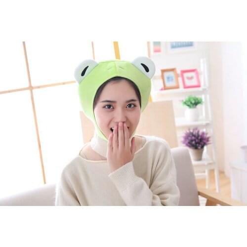 Anime Cartoon Rabbit frog hat Women girl Cute plush white Rabbit ears hats Green frog anime hat Warm winter Animal funny hats