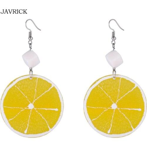 Summer Resin Fresh Lemon Orange Slice Drop Earrings Women Acrylic Fruit Jewelry New