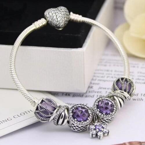 S925 Sterling Silver Blue Cat Eyes And Blue Star Pendant With Heart Button Bracelet Suitable For Womens Wedding Diy Jewelry