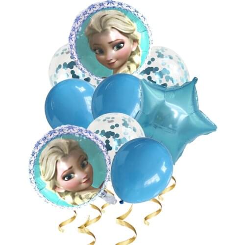 1set elsa Disney Frozen princess helium balloons confetti latex balls Baby shower birthday party decorations kids toys girl gif