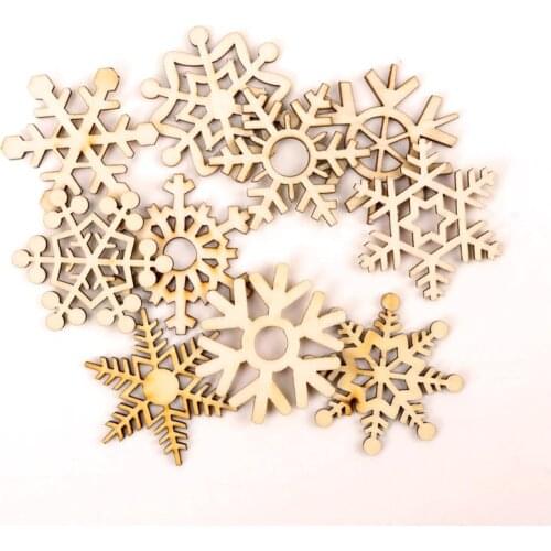 Christmas Snowflake Pattern Wooden Scrapbooking Collection Craft Handmade DIY Accessory Home Decoration DIY 50mm 10pcs MZ207