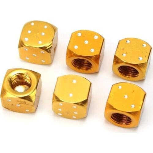 2pcs Gold Aluminum Auto Wheel Stem Tyre Air Valve Dustproof Cap Dice Tire Tyre Valve Caps Bike MTB Truck Tire Valve Dust Cap