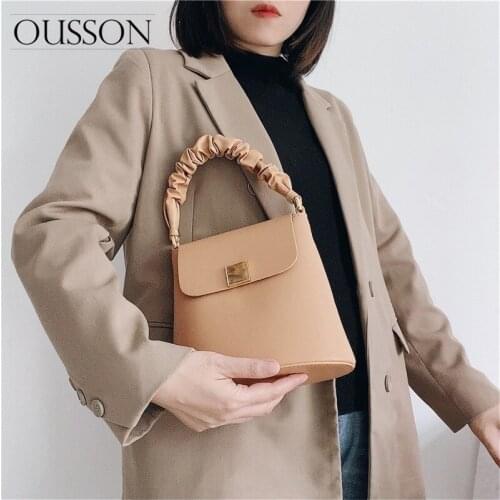 OUSSON 2021 New Design Leather Large Capacity Bucket Bag Fashion Crossbody Bag Multifunctional Tote Handbag For Women