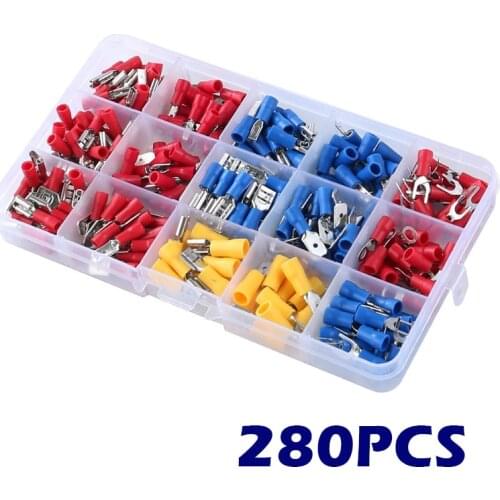 280pcs Wire Cable Connectors Crimp Terminals Set Wire Flat Female and Male Insulated Electrical Cable Lugs Assortment Kit