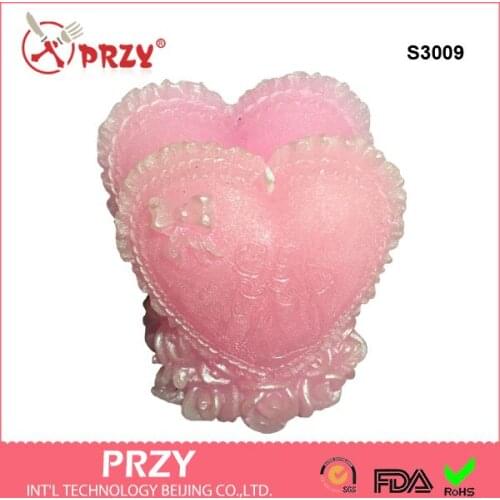 3D Silicone Soap/candle Mold -wedding Cake Mold Heart Silicone Soap Mold Flower Handmade Moulds Silicone Rubber PRZY No.l001