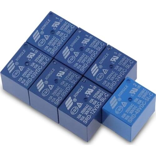 50PCS/lot Relays SRD-12VDC-SL-C SRD-24VDC-SL-C SRD-48VDC-SL-C 12V 24V 48V 10A 250VAC 5PIN T73