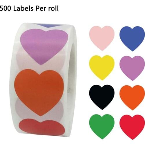 500pcs/roll Heart Shaped Love Stickers Seal Stickers Labels Scrapbook Gift Packaging Birthday Party Supplies Stationery Decor