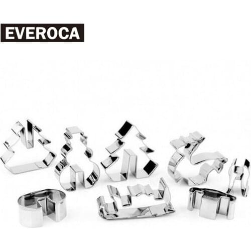 8pcs 3D Stainless Steel Christmas Scenario Cookie Cutters Set Biscuit Mold Fondant Cutter Baking Tool