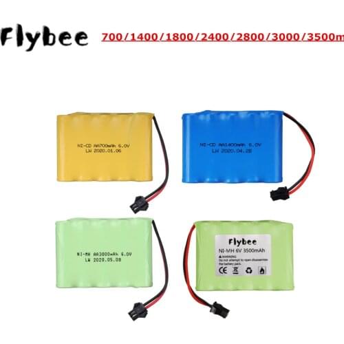 6V 700mAh 1400mAh 1800mAh 2400mAh 2800mAh 3000mAh 3500mAh Rechargeable NIMH Battery For RC Toys Electric Car Boat Gun Parts