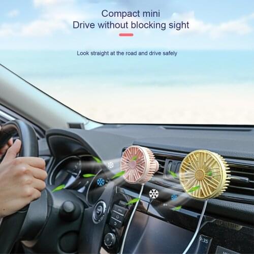 Car Vent Fan Multi-function USB Interface Mini Seven-page Fan Blade LED Lamp Car Fan