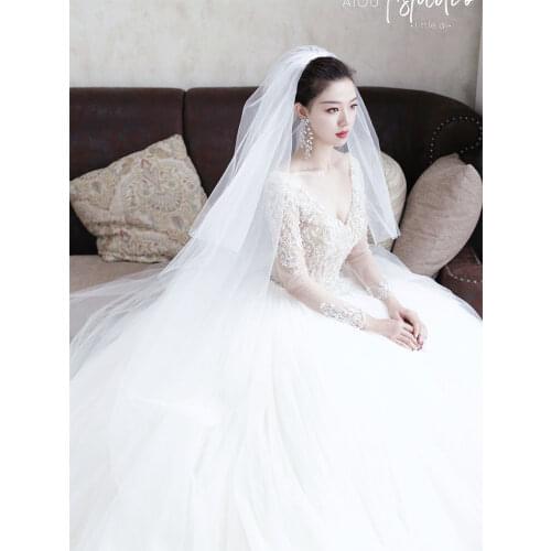 White ivory 2 layer Elegant Wedding Veil Bridal Veils Party veil Wedding Accessories With Comb Raw Bridal simple Veu De Noiva