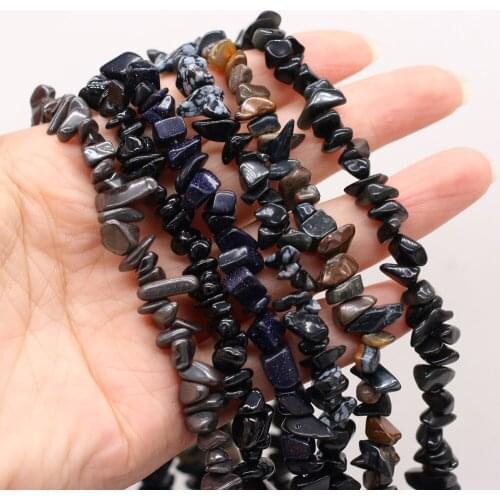 Natural Semi-precious Chip Beads Snowflow Tourmaline Stone 5-8mm For DIY Necklace Earrings Accessories Gift Length 40cm