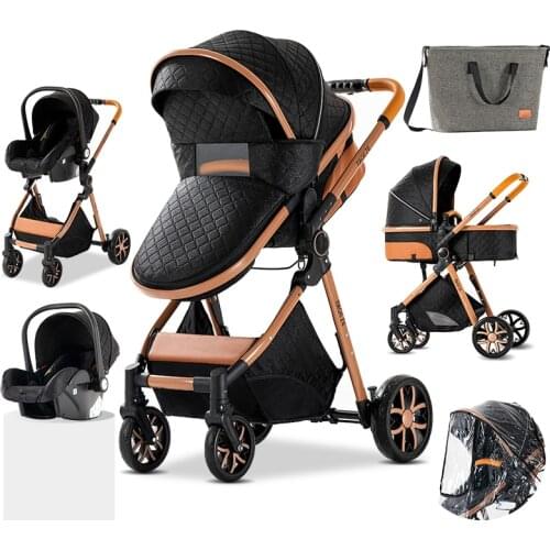 Baby 3 in 1 Stroller Royal Luxury High Landscape Folding Kinderwagen Pram with Gifts Baby Carriage Portable Travel Baby Carriage