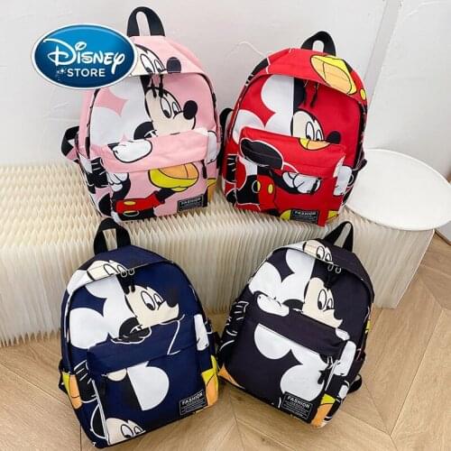 Disney Mickey Mouse Girl School Bag Child Nylon Printing Backpack Kindergarten Student Cute Girls Childrens Light Schoolbag Kid