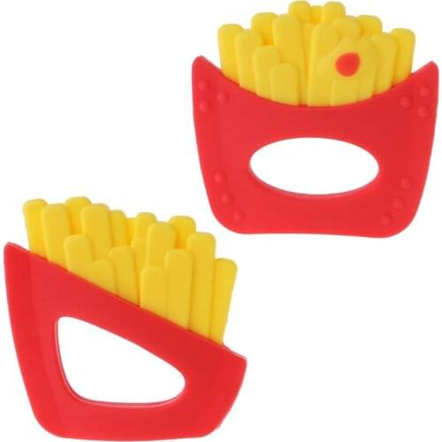 Baby Teether Fries Shaped Silicone Teething Nursing Pendant Baby Chewing Toys Baby Shower Gift