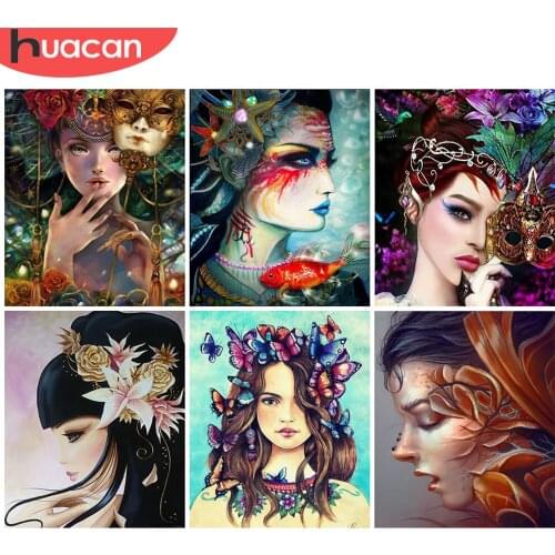 HUACAN Oil Painting By Numbers Figure Drawing On Canvas Girl DIY Pictures By Number Kits Hand Painted Paintings Gift Home Decor